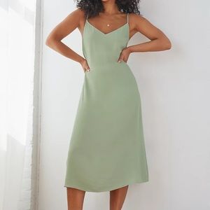 Sage Green Midi Slip Dress | Aritzia